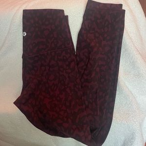 Lululemon, Size 6, High Rise Align Leggings 25”, Dark Purple/Pink Leopard color